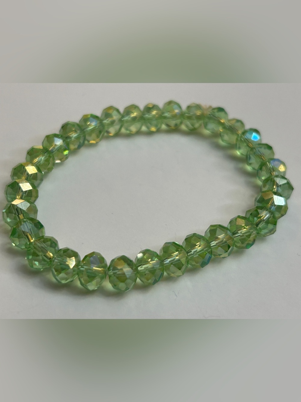 Green Faceted Crystal Bead Stretch Bracelet - Unbranded Faux Crystals
